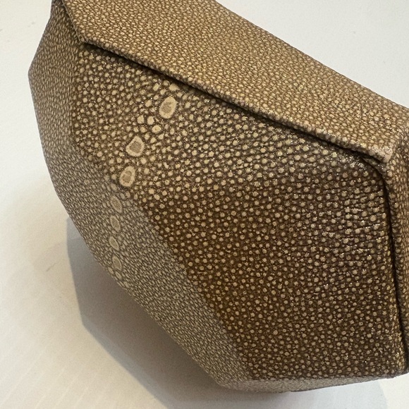 Herve Léger Rare, Multi-faceted Gold leather Minaudiere clutch - Picture 4 of 12